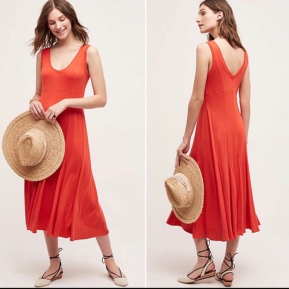 anthropologie maeve orange dress